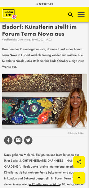 NICOLE JUTKA | Elsdorf: Künstlerin stellt im Forum Terra Nova aus | 30.09.2021 | Radio Erft